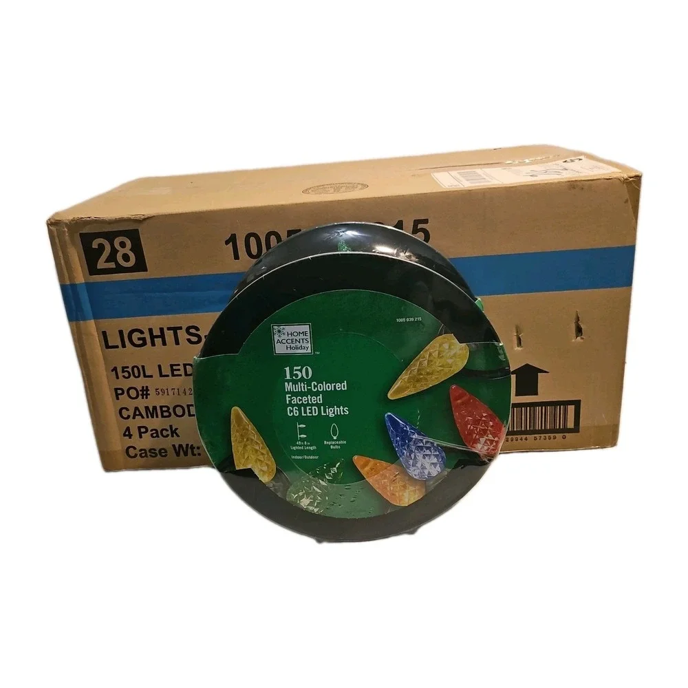 Home Accents Christmas 150 Multicolor C6 LED Faceted Lights 49ft Lot Case Of 4